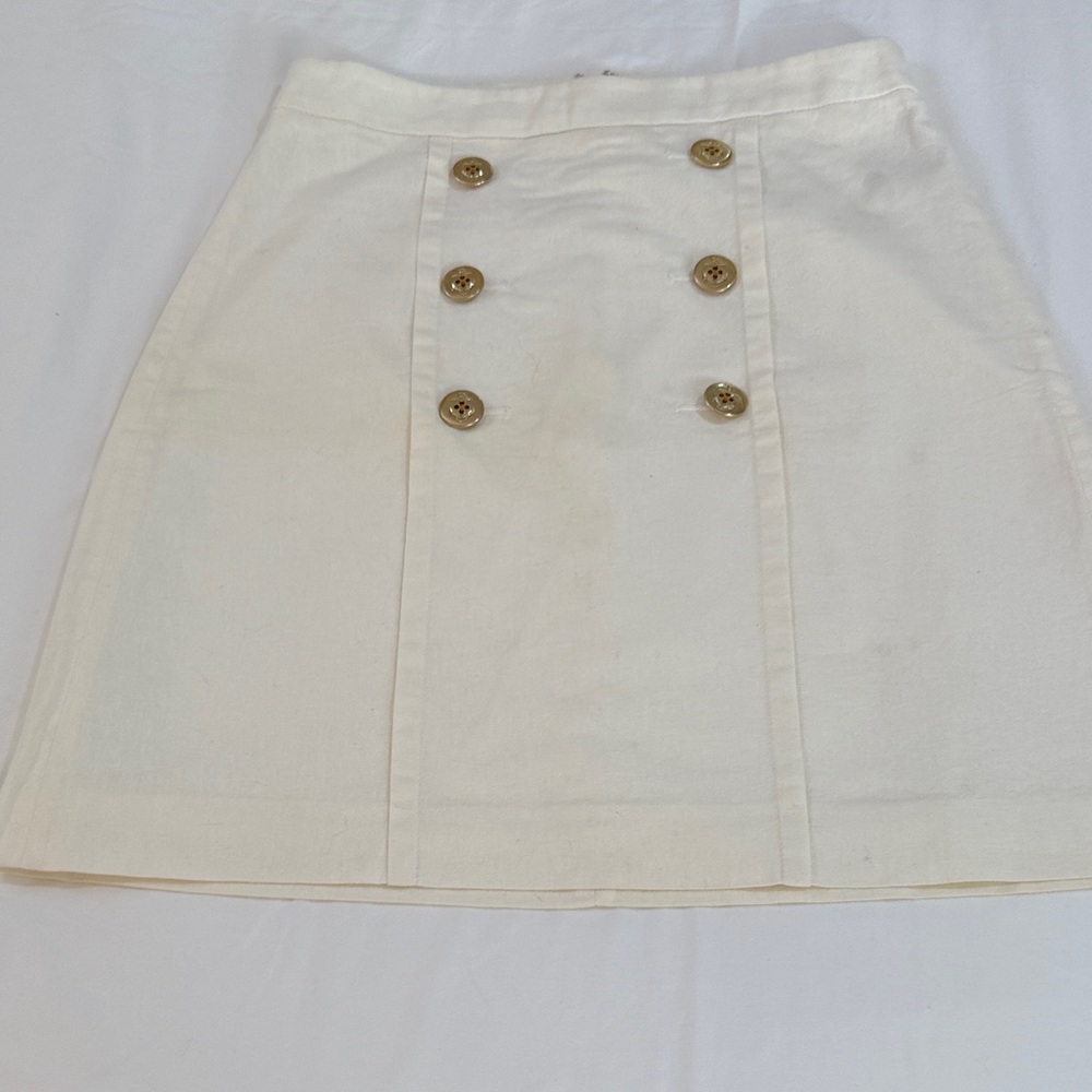 J. Crew Cream Double-Breasted Gold Buttons Mini Skirt